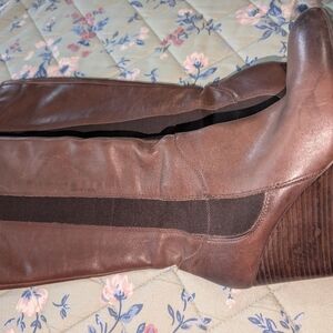 Franco Sarto, brown knee high, wedge boots!